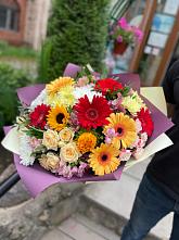 Букет цветов из:  Герберы, Ромашки, Хризантемы, Розы и Подсолнухи #REPLACE_PRED# Казачинском